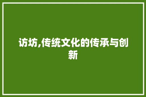访坊,传统文化的传承与创新