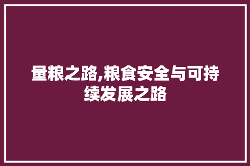 量粮之路,粮食安全与可持续发展之路