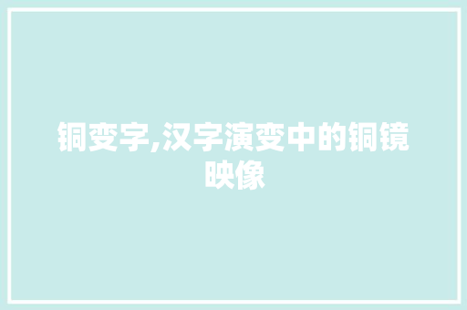 铜变字,汉字演变中的铜镜映像