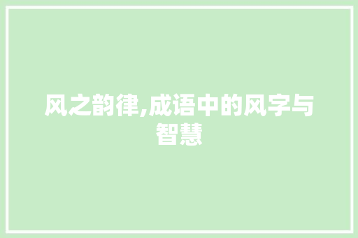 风之韵律,成语中的风字与智慧