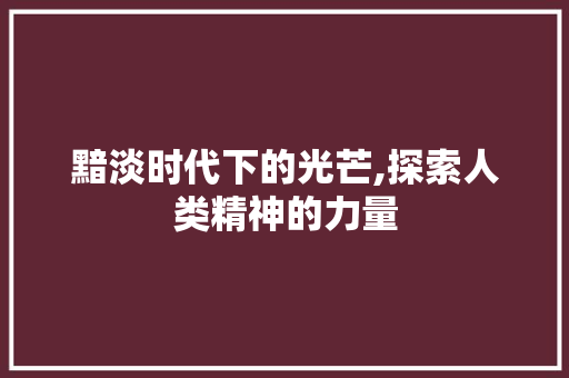 黯淡时代下的光芒,探索人类精神的力量