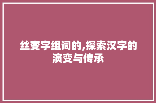 丝变字组词的,探索汉字的演变与传承