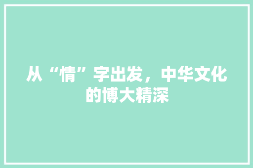 从“情”字出发，中华文化的博大精深