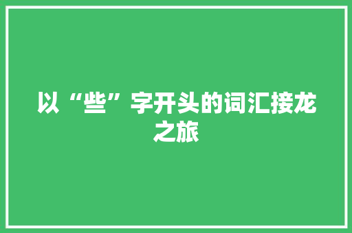 以“些”字开头的词汇接龙之旅
