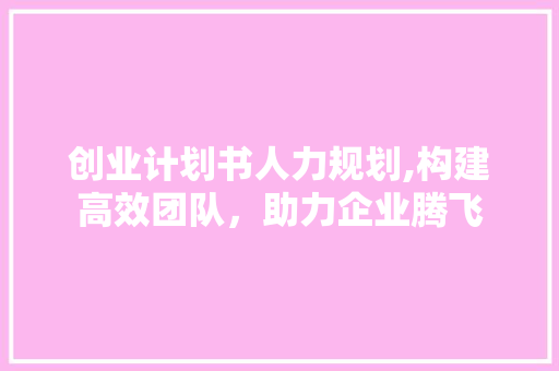 创业计划书人力规划,构建高效团队，助力企业腾飞