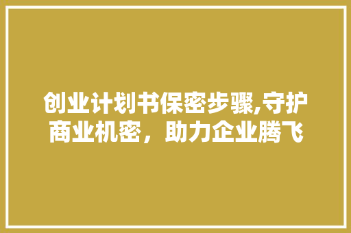 创业计划书保密步骤,守护商业机密，助力企业腾飞