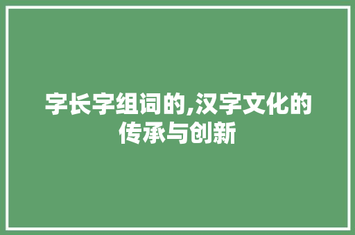 字长字组词的,汉字文化的传承与创新