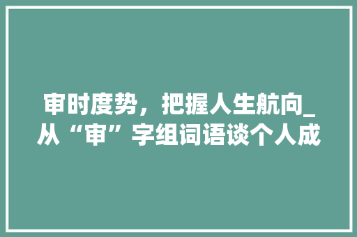 审时度势，把握人生航向_从“审”字组词语谈个人成长与时代发展
