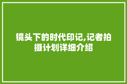 镜头下的时代印记,记者拍摄计划详细介绍