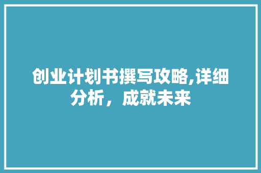 创业计划书撰写攻略,详细分析，成就未来
