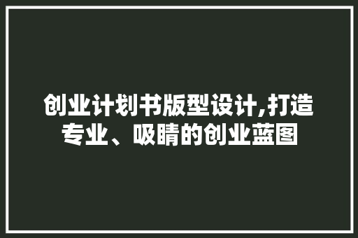 创业计划书版型设计,打造专业、吸睛的创业蓝图
