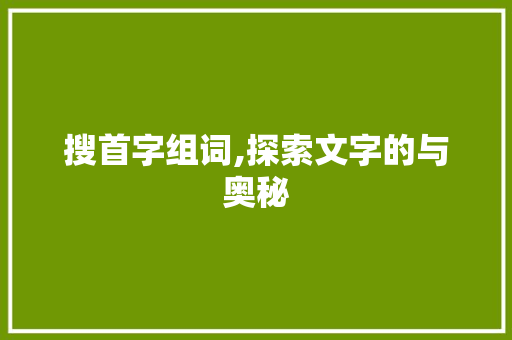 搜首字组词,探索文字的与奥秘