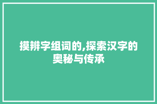 摸辨字组词的,探索汉字的奥秘与传承