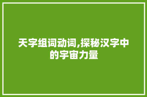 天字组词动词,探秘汉字中的宇宙力量