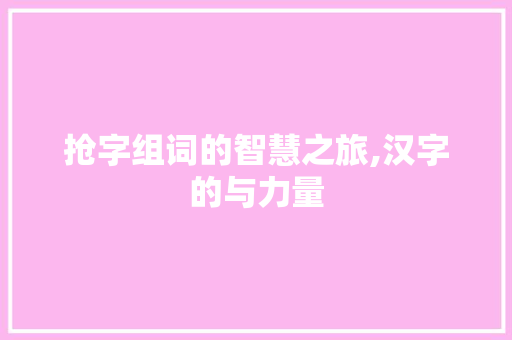 抢字组词的智慧之旅,汉字的与力量