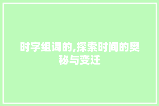 时字组词的,探索时间的奥秘与变迁