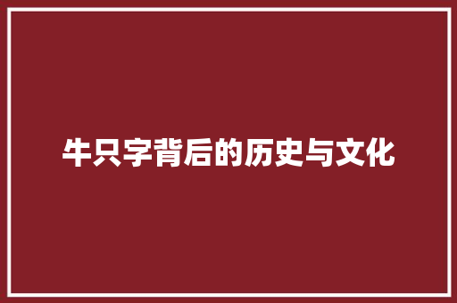 牛只字背后的历史与文化