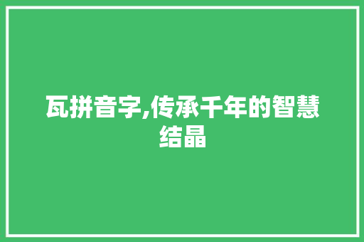 瓦拼音字,传承千年的智慧结晶