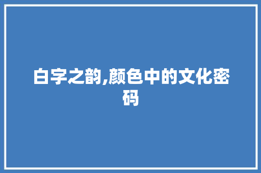 白字之韵,颜色中的文化密码