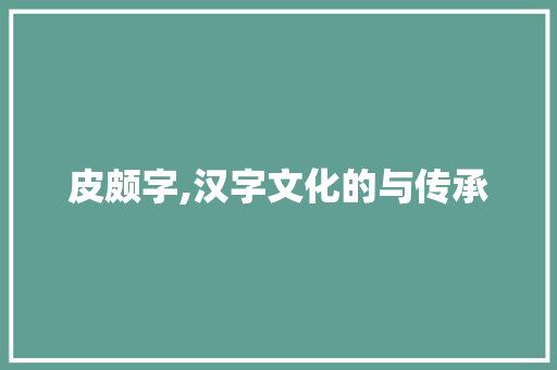 皮颇字,汉字文化的与传承