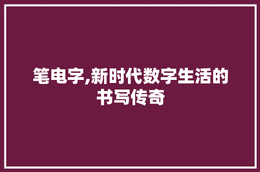 笔电字,新时代数字生活的书写传奇
