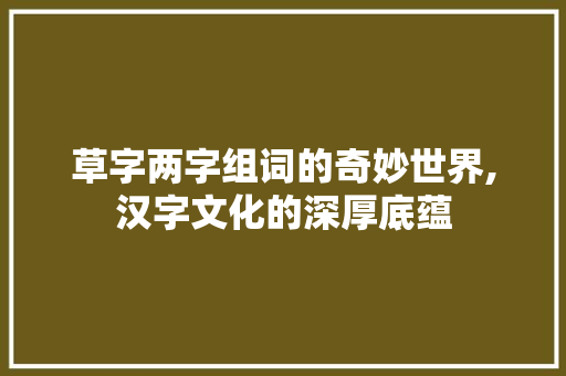草字两字组词的奇妙世界,汉字文化的深厚底蕴