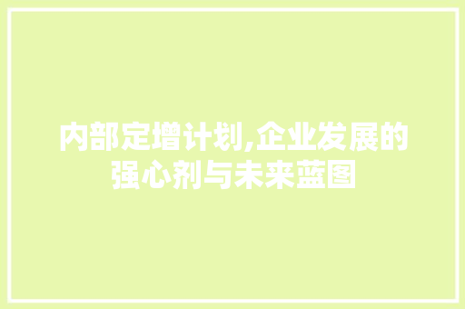内部定增计划,企业发展的强心剂与未来蓝图 短语