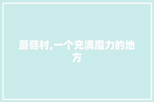 蘑菇村,一个充满魔力的地方