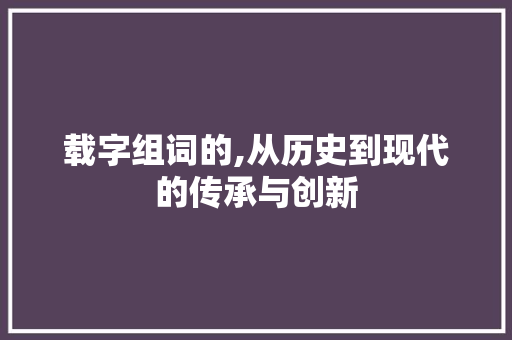 载字组词的,从历史到现代的传承与创新 短语