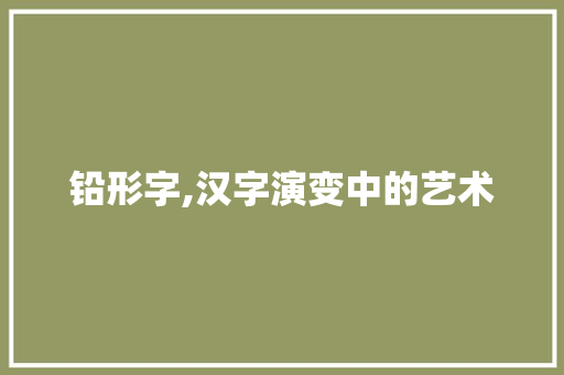 铅形字,汉字演变中的艺术