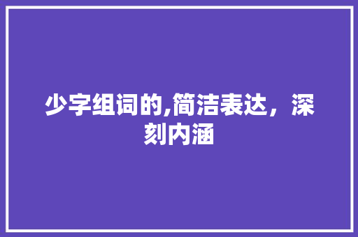少字组词的,简洁表达，深刻内涵