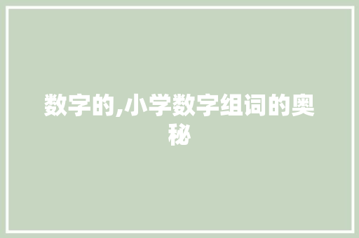 数字的,小学数字组词的奥秘