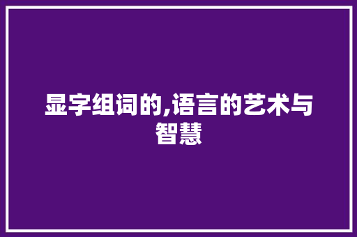 显字组词的,语言的艺术与智慧