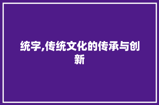 统字,传统文化的传承与创新