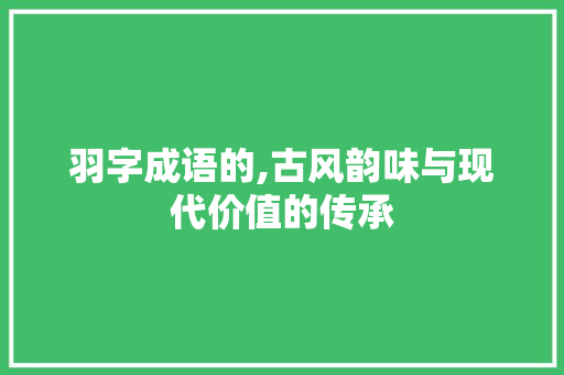 羽字成语的,古风韵味与现代价值的传承
