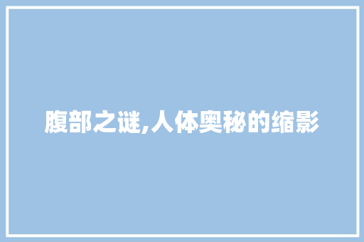 腹部之谜,人体奥秘的缩影