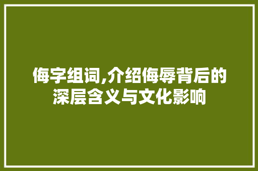 侮字组词,介绍侮辱背后的深层含义与文化影响