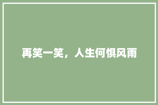 再笑一笑，人生何惧风雨