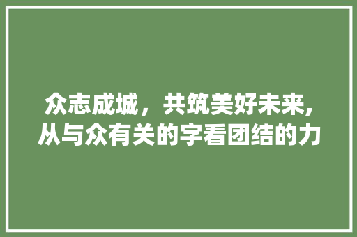 众志成城，共筑美好未来,从与众有关的字看团结的力量_与众有关的字是什么意思