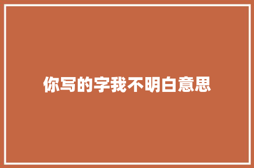 你写的字我不明白意思