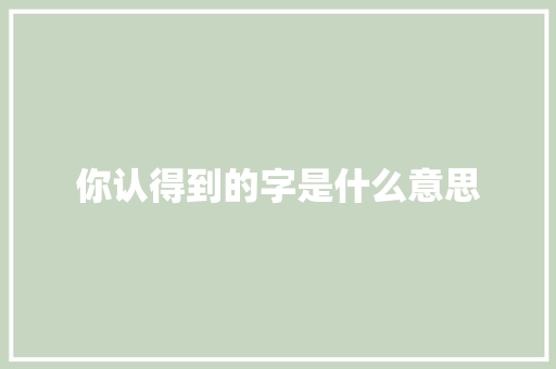 你认得到的字是什么意思