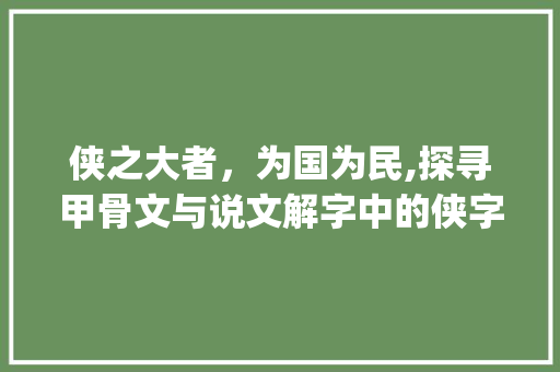 侠之大者，为国为民,探寻甲骨文与说文解字中的侠字内涵_侠字甲骨文说文解字的意思