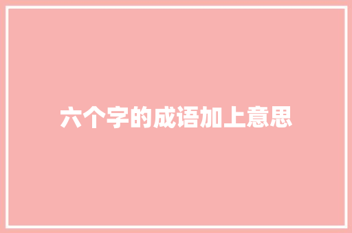 六个字的成语加上意思