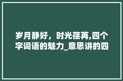 岁月静好，时光荏苒,四个字词语的魅力_意思讲的四个字的词语