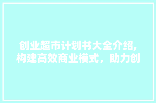 创业超市计划书大全介绍,构建高效商业模式，助力创业梦想成真
