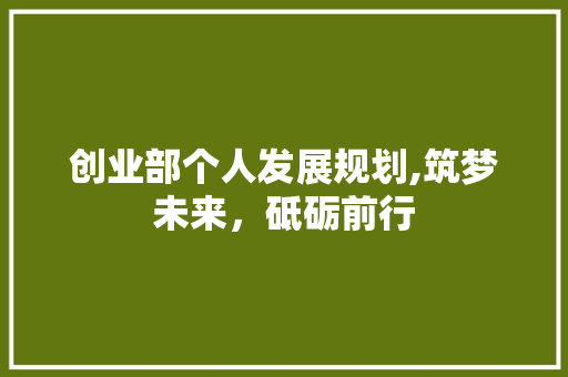 创业部个人发展规划,筑梦未来，砥砺前行