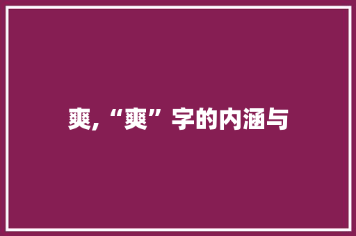 爽,“爽”字的内涵与