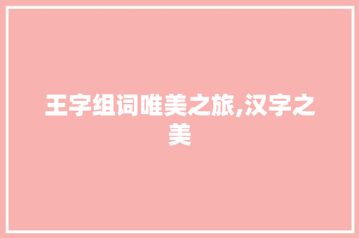 王字组词唯美之旅,汉字之美