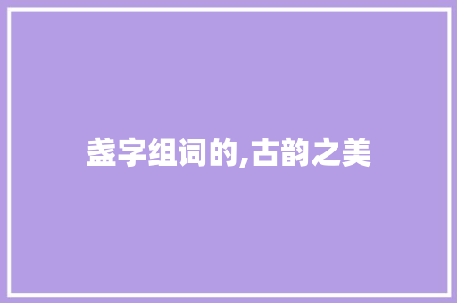 盏字组词的,古韵之美