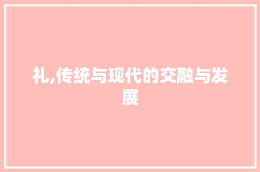 礼,传统与现代的交融与发展